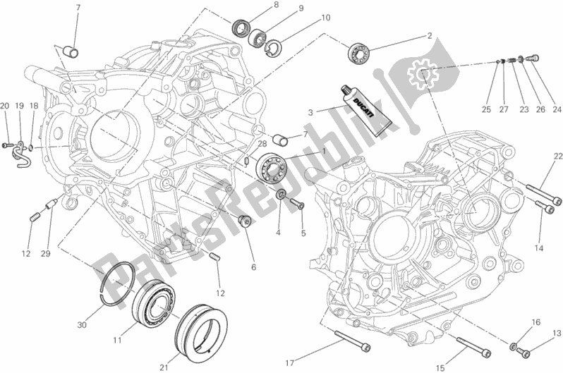 All parts for the Crankcase Bearings of the Ducati Diavel Carbon FL 1200 2015